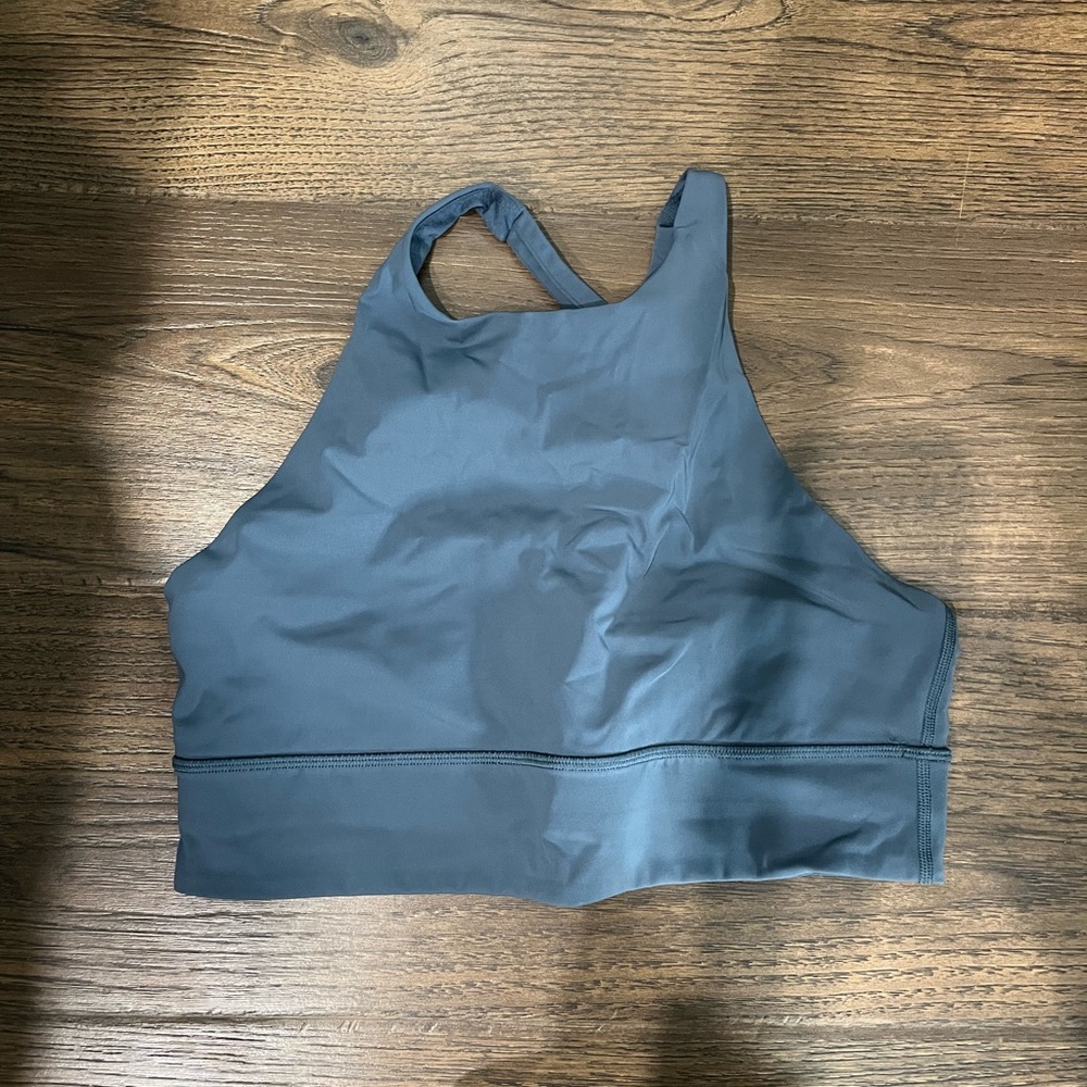 Lululemon high neck blue sports bra size 10